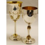 Mixed Lot: parcel gilt silver commemorative goblet, commemorating the 60th Birthday of HRH The