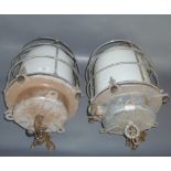 TWO METAL LANTERNS WITH COVERS - NAUTICAL