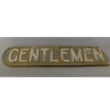 CAST GENTLEMAN SIGN, BROKEN AND INCOMPLETE