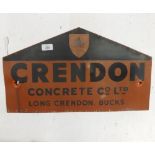 TIN ADVERTISING SIGN "CRENDON CONCRETE AND CO LIMITED LONG CRENDON BUCKS"