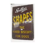 VINTAGE "SPILLERS SHAPES THE MIXED BISCUIT FOR DOGS" ENAMELLED ADVERTISING SIGN