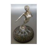 NUDE ART DECO CAR MASCOT MOUNTED ON A CAST WELLS & SON BASE