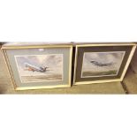 FRAMED PAIR OF WATERCOLOURS SIGNED S T GLEED, DEPICTING BEA TRIDENT "THREE" AND BOAC BATA AIRCRAFT