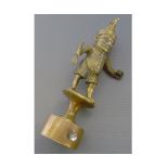 BRASS COURT JESTER CAR MASCOT MOUNTED ON A COPPER BASE