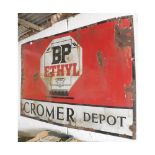 VINTAGE "BP ETHYL" ENAMEL ADVERTISING SIGN (CROMER DEPOT)