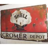 VINTAGE SHELL ENAMEL ADVERTISING SIGN (CROMER DEPOT)