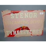 NEW OLD STOCK STENOR VULCANISING DEPOT FOR TYRES AND TUBES, TIN SIGN