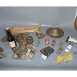 ASSORTED VINTAGE CYCLE SPARES, COLLECTION OF TOY CARS, BOTTLE OF 1929-79 OLD SPECKLED HEN MG