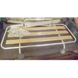 ALUMINIUM AND WOOD LUGGAGE RACK AND A PAIR OF ROOF BARS FOR RENAULT SCENIC