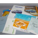 LARGE QUANTITY OF MOSTLY PEUGEOT MODERN SALES LITERATURE AND ASSORTED CAR MANUALS TO INCLUDE HERALD,