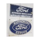 TWO REPRODUCTION FORD ENAMEL ADVERTISING SIGNS