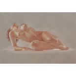 *LOUISA DOMINGUEZ (20th century, BRITISH) Reclining female nude pastel, signed lower right 10 1/2 x