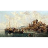 H KAUFFMANN (19TH CENTURY, CONTINENTAL) Fishing Boats off a Continental Coastal Town oil on