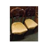 Pair of 19th century mahogany cabriole legged dining chairs with upholstered seats