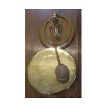 Unusual wall mounted dinner gong, with horse's head support