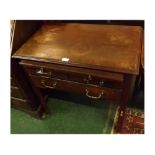 Georgian mahogany lowboy fitted with brushing slide over two short and one long drawer, raised on