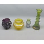 Mixed Lot: four pieces of various iridescent art glass wares, largest 9" high