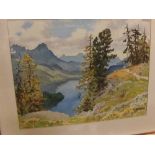 KARL FELKEL, SIGNED, watercolour, Alpine Landscape, 14" x 18"