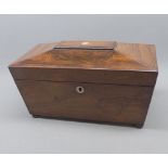 19th century rosewood sarcophagus formed tea caddy, with fitted interior