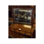 19th century mahogany framed dressing table mirror, the rectangular bevelled glass over a two drawer