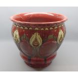 Large Minton red decorated jardini¦re, 13" high, (sold for restoration)