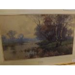 REGINALD T JONES, SIGNED, watercolour, "A Grey Day", 14" x 24"