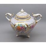 Roselle covered gilt and floral decorated jar