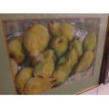 CLARE LEADER, pastel, Still Life study of Pears, 19" x 25"