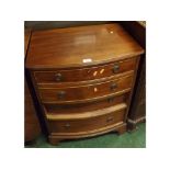 Small 19th century mahogany bow front chest of four graduated drawers on bracket feet, 23" wide