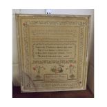 19th century unframed needlework sampler, signed Rhoda Springell Youngman Age 12 Years, undated