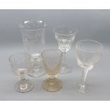 Mixed Lot: fern decorated celery glass, 20th century glass decorated with York Minster and three