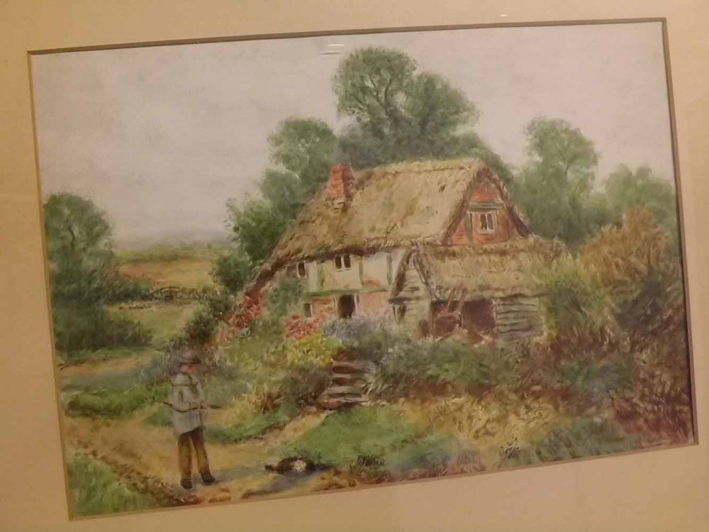 SYLVESTER STANNARD, SIGNED, watercolour, Figure before a cottage, 9 1/2" x 13 1/2"