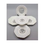 Mixed Lot: various 19th century octagonal and circular cream ware dishes, decorated with various