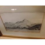 IAN STRANG, pencil drawing, The Cnicht Morning, 22 1/2" wide including frame