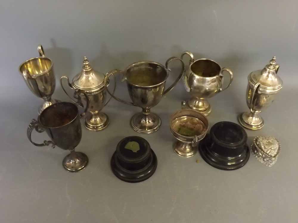 Mixed Lot: five various assorted small silver school sports trophies, some relating to Highgate