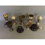 Mixed Lot: five various assorted small silver school sports trophies, some relating to Highgate