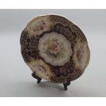 19th century gilt and floral decorated cabinet plate, unsigned, 9" diameter