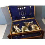 Oak cased canteen of silver plated cutlery