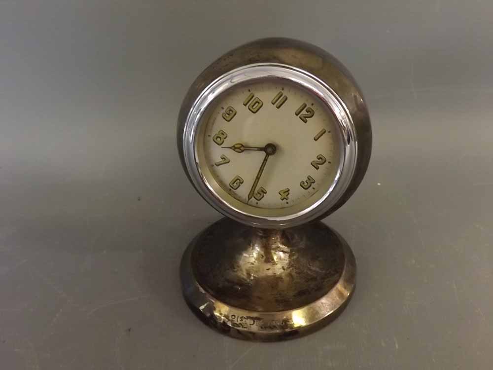 Small early 20th century bedside clock, the movement marked HAC Wurttemberg, in Chester hallmarked