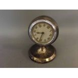 Small early 20th century bedside clock, the movement marked HAC Wurttemberg, in Chester hallmarked