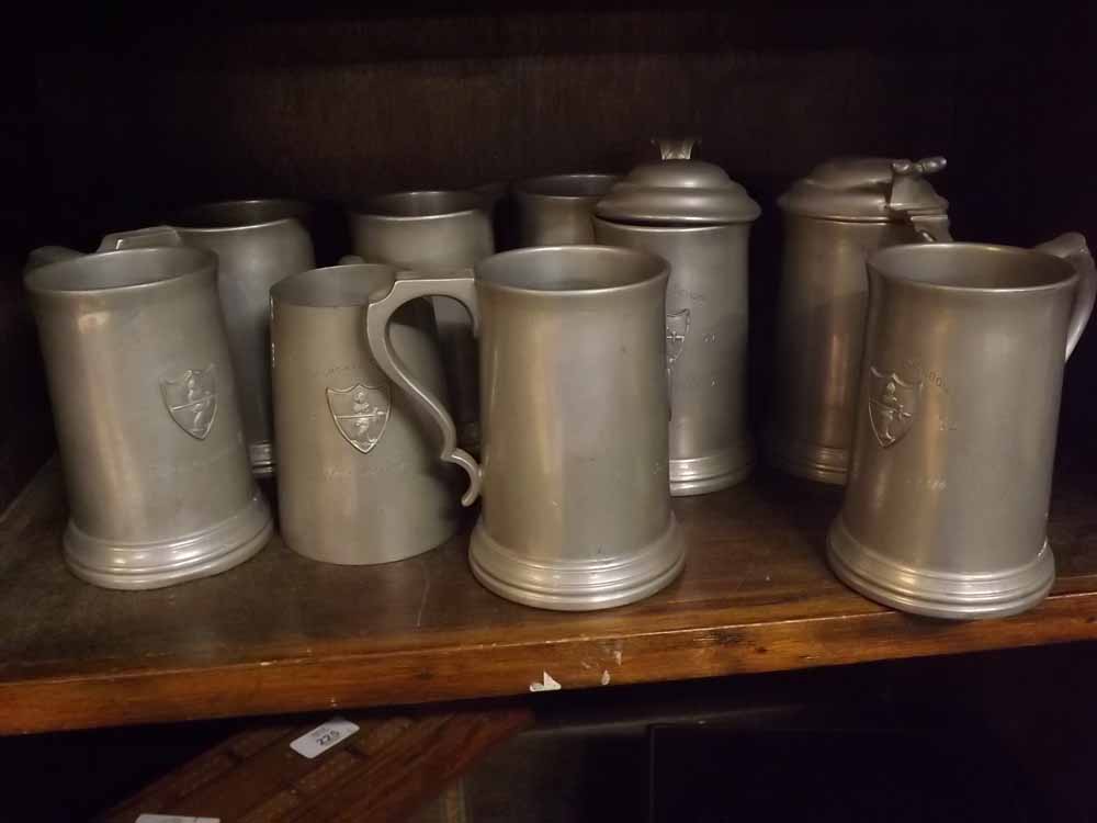 Mixed Lot: various assorted pewter tankards relating to Highgate School Sports Presentations of