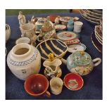 Large mixed lot: assorted china wares to include miniature teapot, jugs, vases, trinket box, small