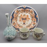 Mixed Lot: various modern Delft wares to include circular charger, pair of double-handled vases,