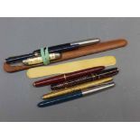 Mixed Lot: Parker and other fountain pens, small folding pocket knife and other assorted items