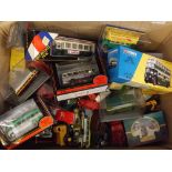 Box: various mixed toy vehicles to include Corgi and various others