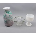 Mixed Lot: Isle of Wight studio glass vase; together with an opaline type glass wine and one other