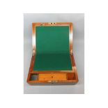 19th century mahogany writing box, baize lined and fitted interior, 12" wide