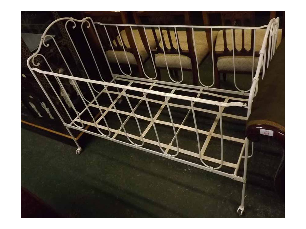 19th century white painted cast iron folding baby's cot
