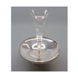 Cut clear glass and silver based single stem epergne vase, Sheffield hallmarked although undated,