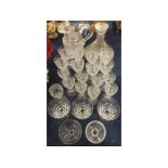 Mixed Lot: various 19th and early 20th century glass wares to include flat bottomed ship's decanter,